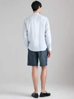 Bermuda in denim di misto lino