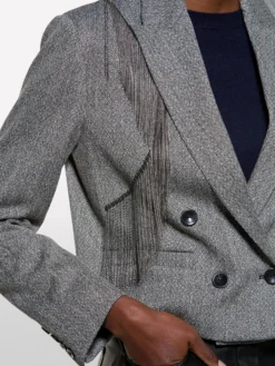 Blazer cropped con frange