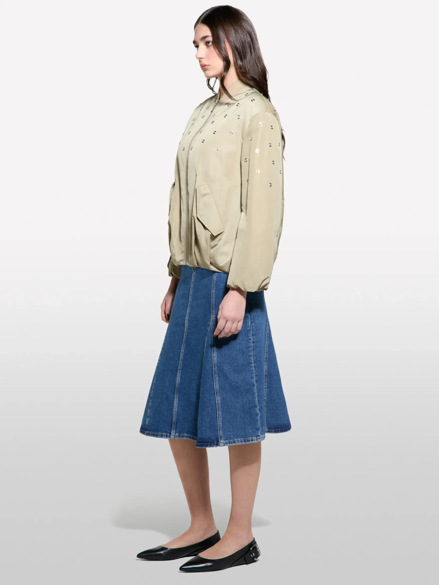 Bomber over fit con borchie