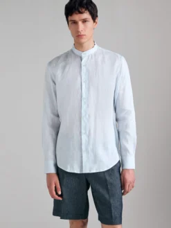 Camicia alla coreana in puro lino