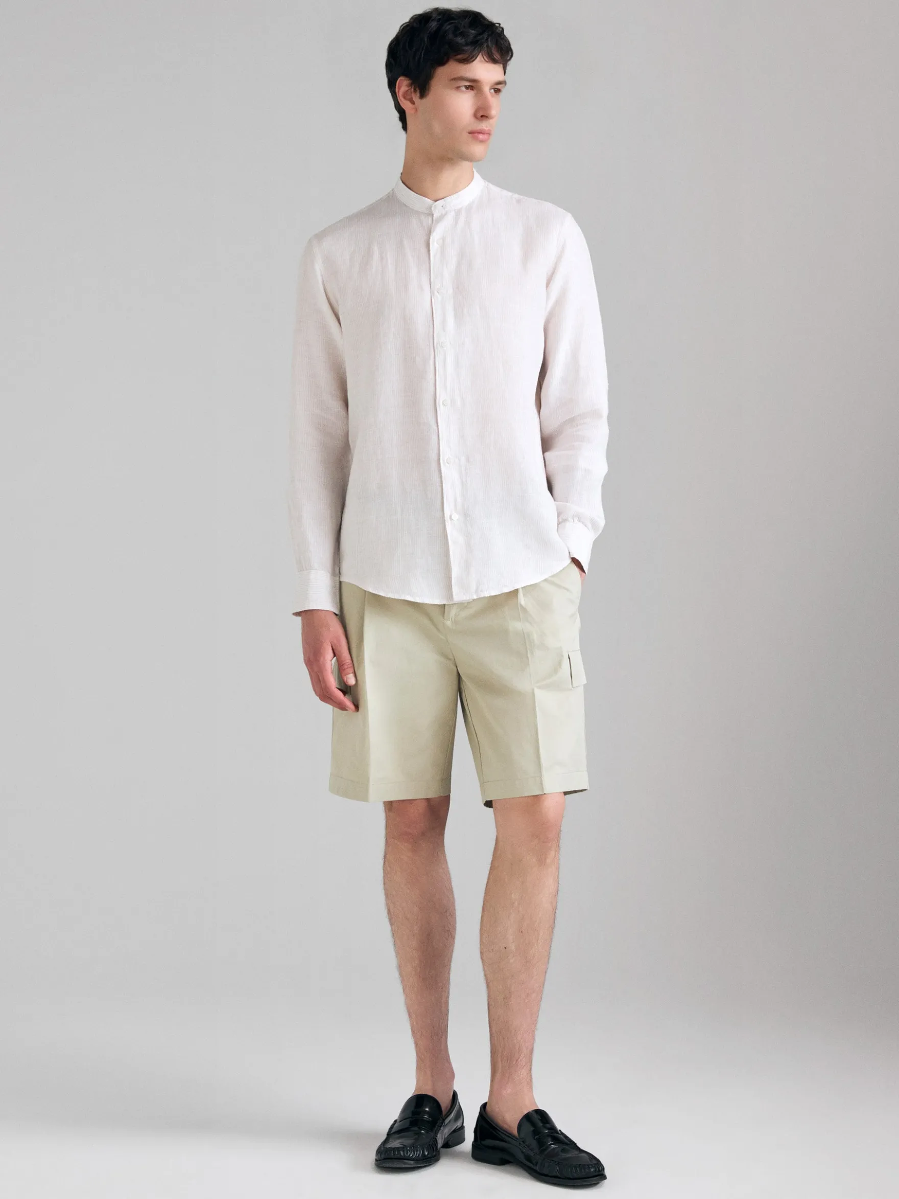 Camicia a righe in puro lino