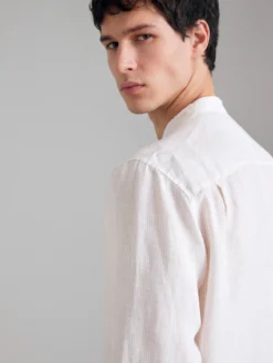 Camicia a righe in puro lino