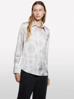 Camicia beige in satin stampato