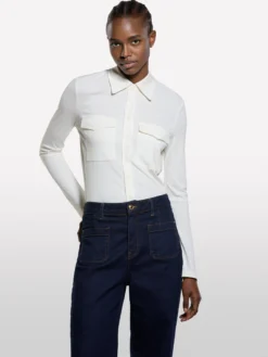 Camicia bianco panna con tasche