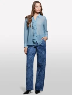Camicia blu scuro con rouches
