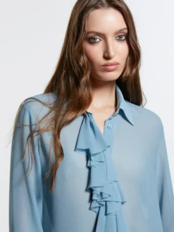 Camicia blu scuro con rouches