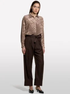 Camicia fantasia stampata beige
