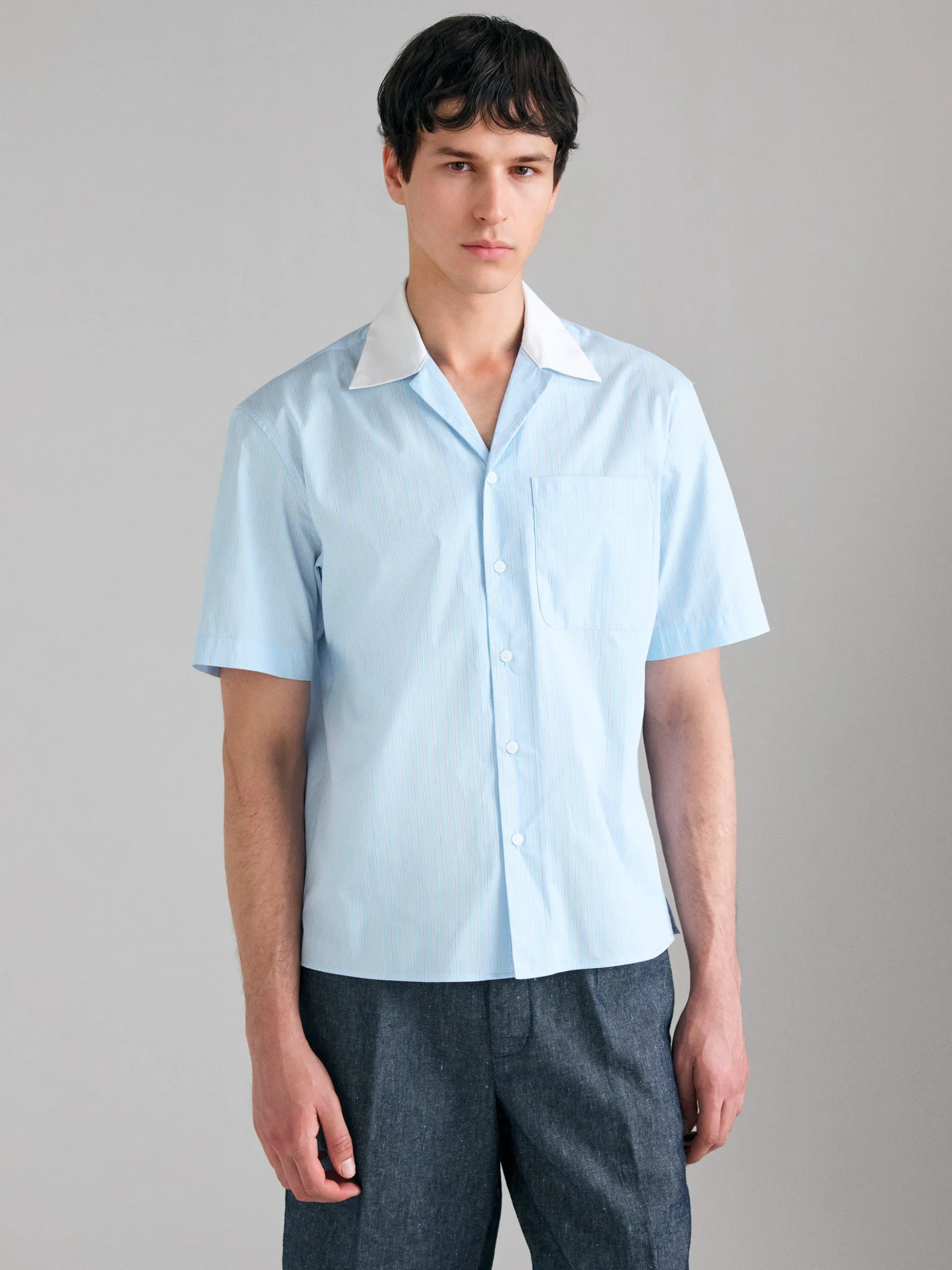 Camicia rigata a manica corta