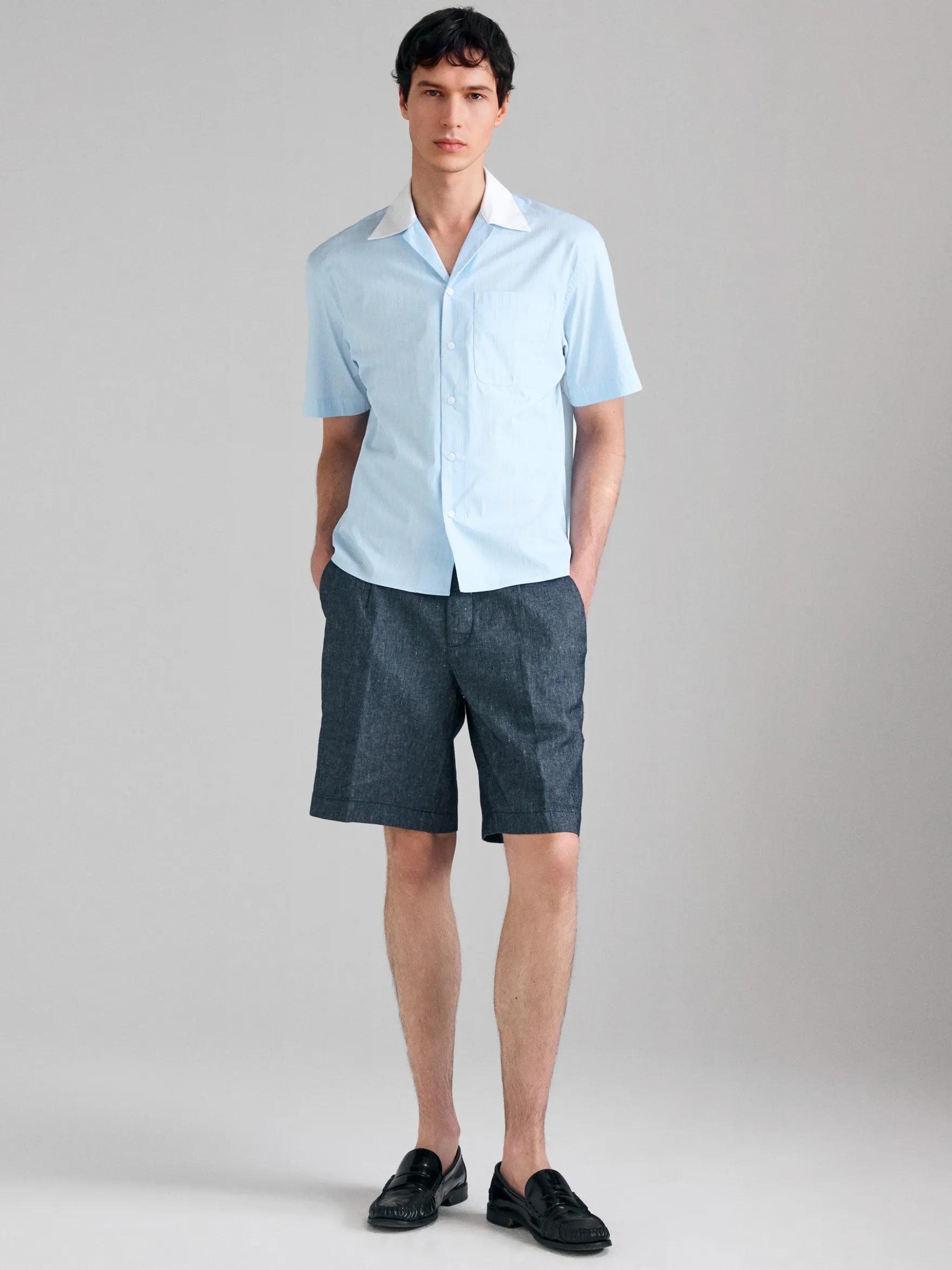 Camicia rigata a manica corta