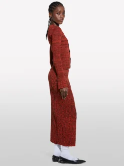 Cardigan rosso in maglia