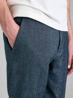 Chino in denim di misto lino