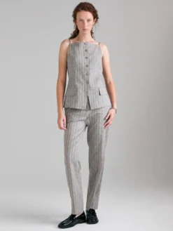 Gilet a righe in misto lino