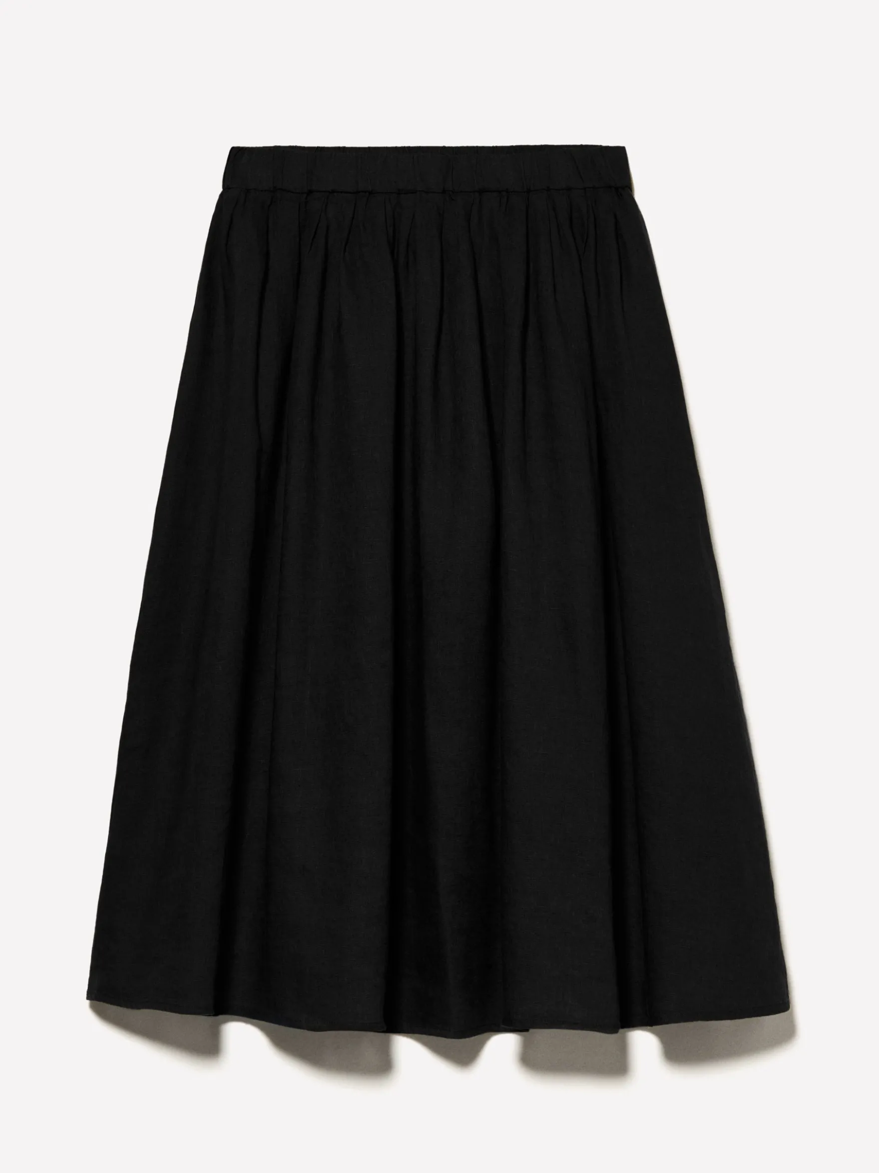 Gonna midi nera in 100% lino