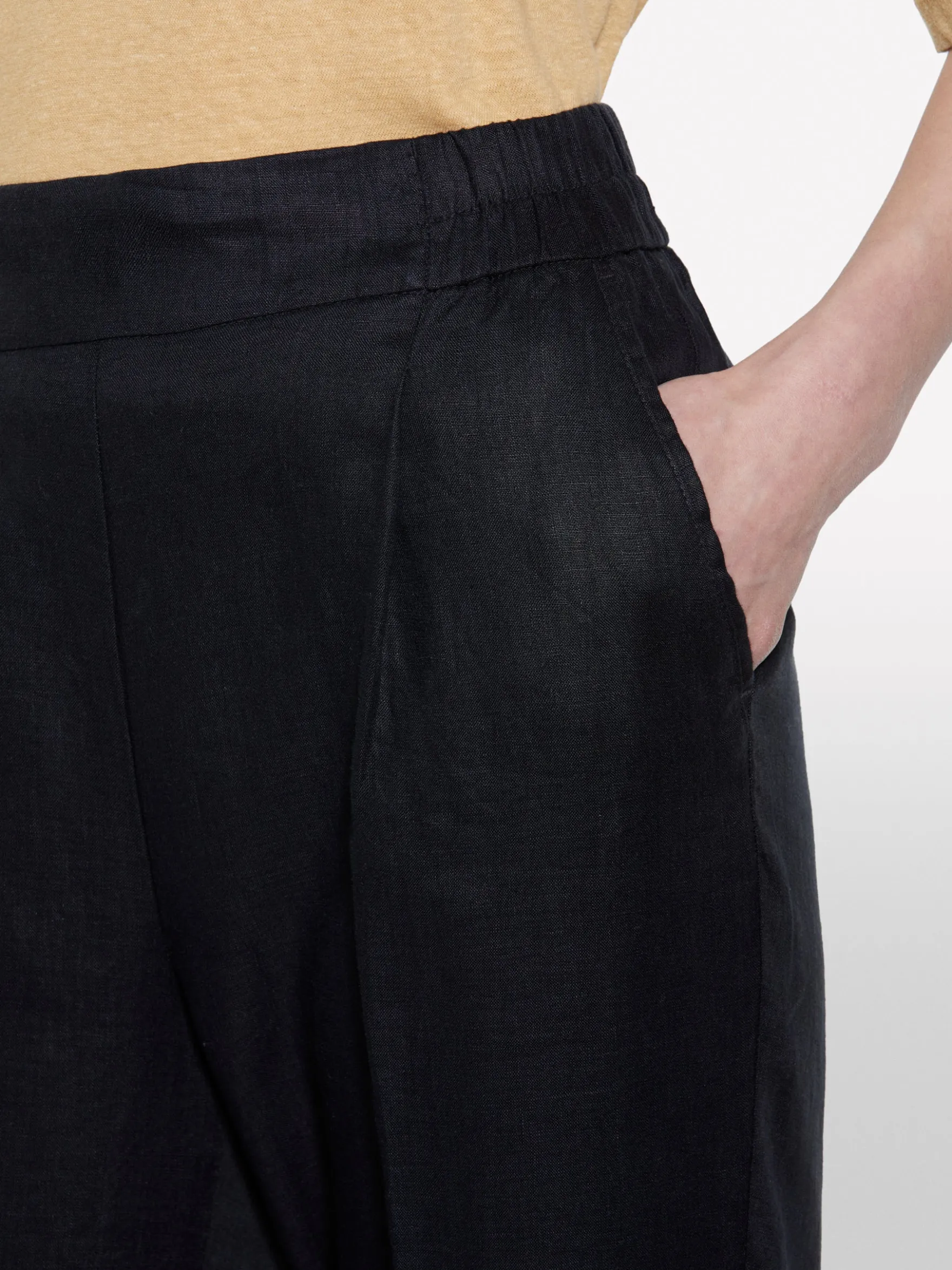 Joggers neri in 100% lino