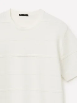 Maglia rigata in misto lino