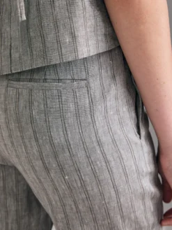 Pantaloni a righe in misto lino