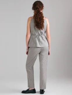 Pantaloni a righe in misto lino