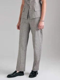 Pantaloni a righe in misto lino