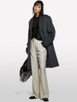 Pantaloni bianco panna a righe