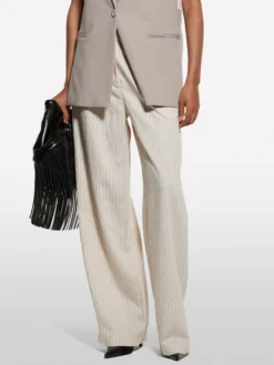 Pantaloni bianco panna rigati