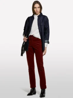 Pantaloni in velluto a costine color