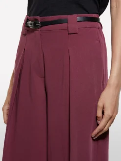 Pantaloni palazzo bordeaux con pieghe