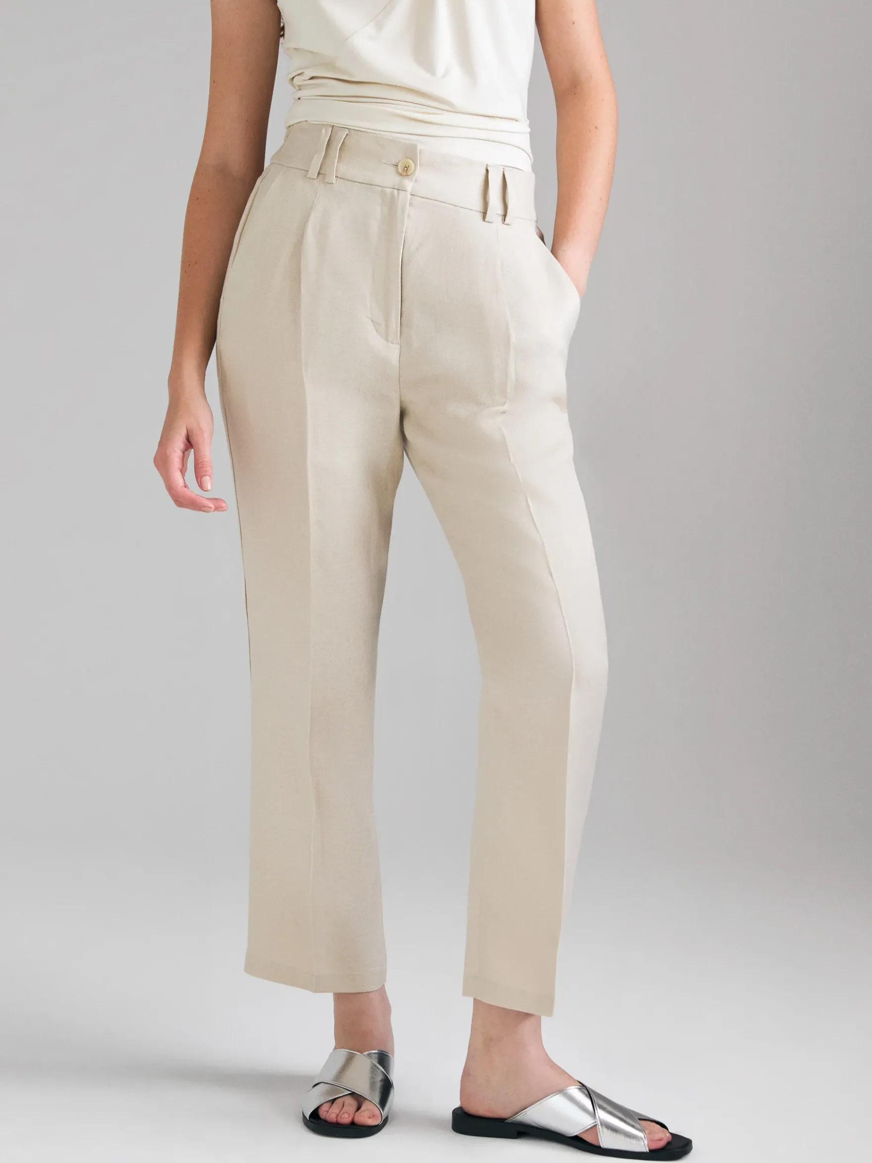 Pantaloni regular fit 100% lino