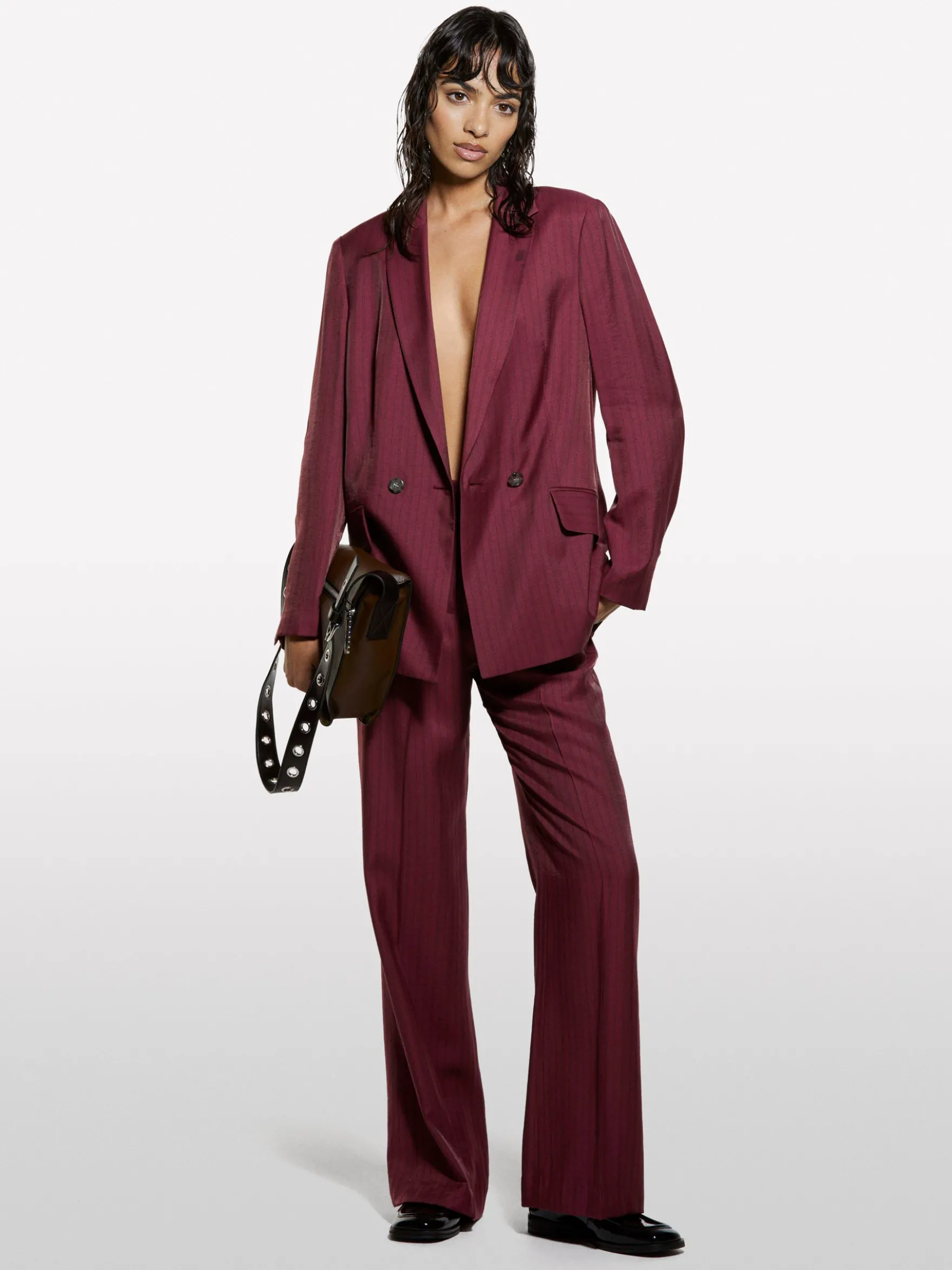 Pantaloni rosa blush a righe