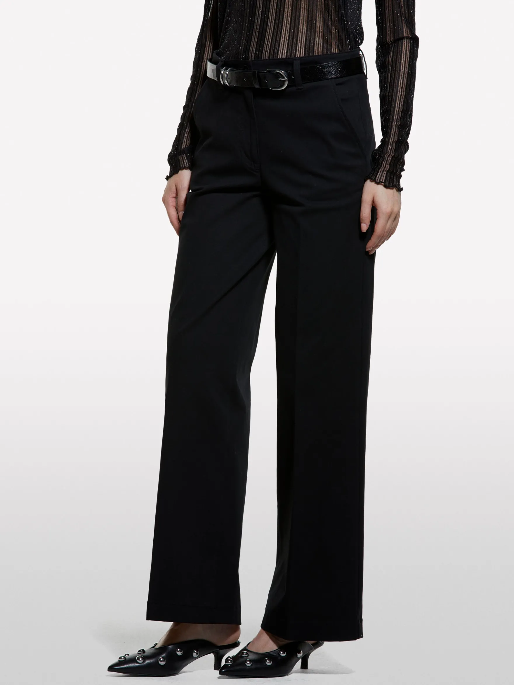Pantaloni wide fit neri