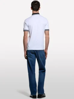 Polo slim fit bianca con contrasto