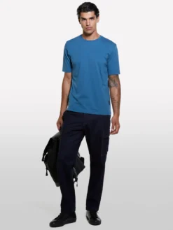 T-shirt blu girocollo 100% cotone bio