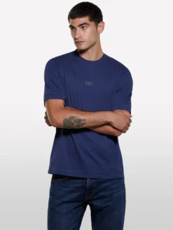 T-shirt blu scuro con stampa
