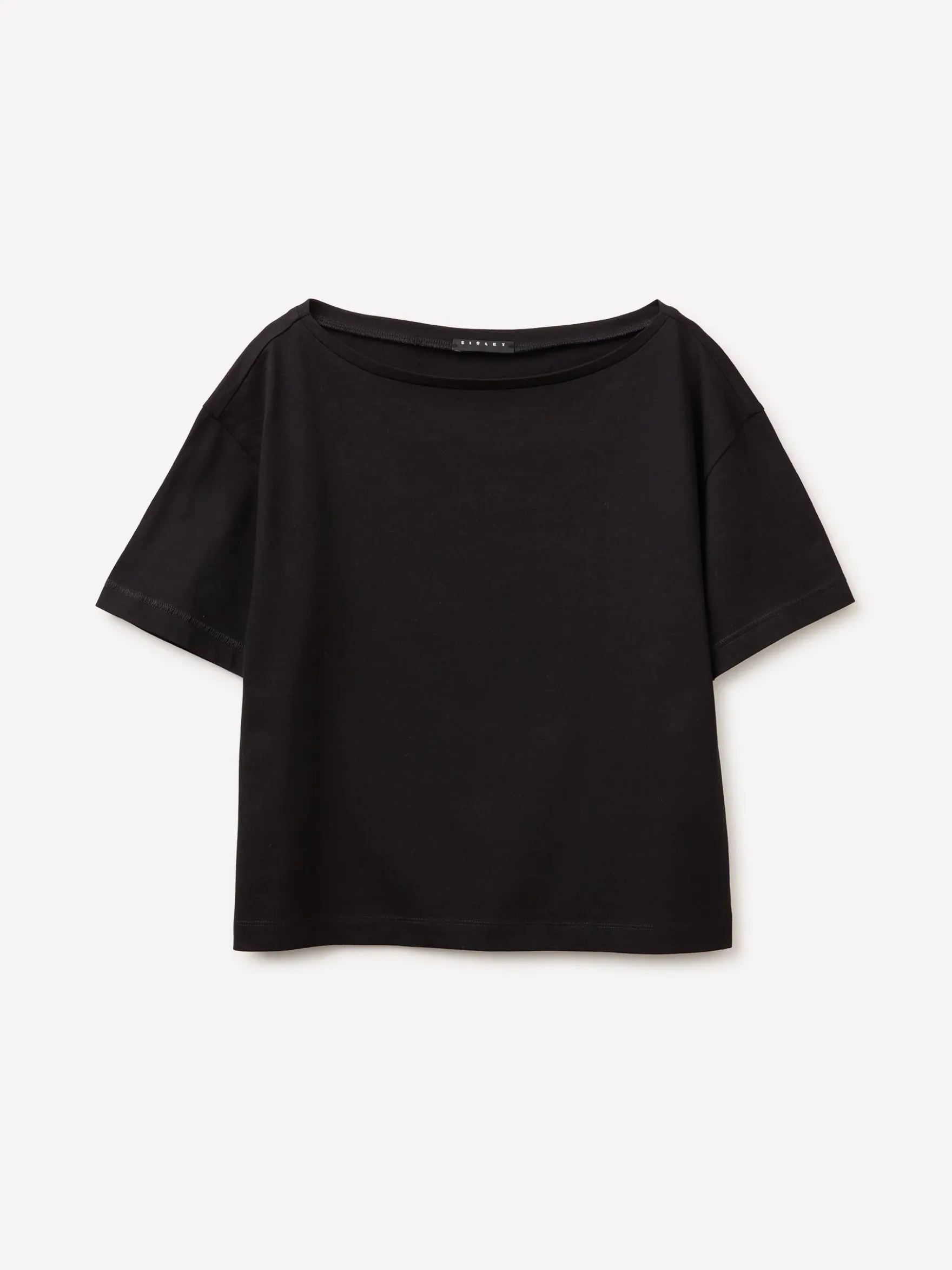 T-shirt cropped con scollo a barca