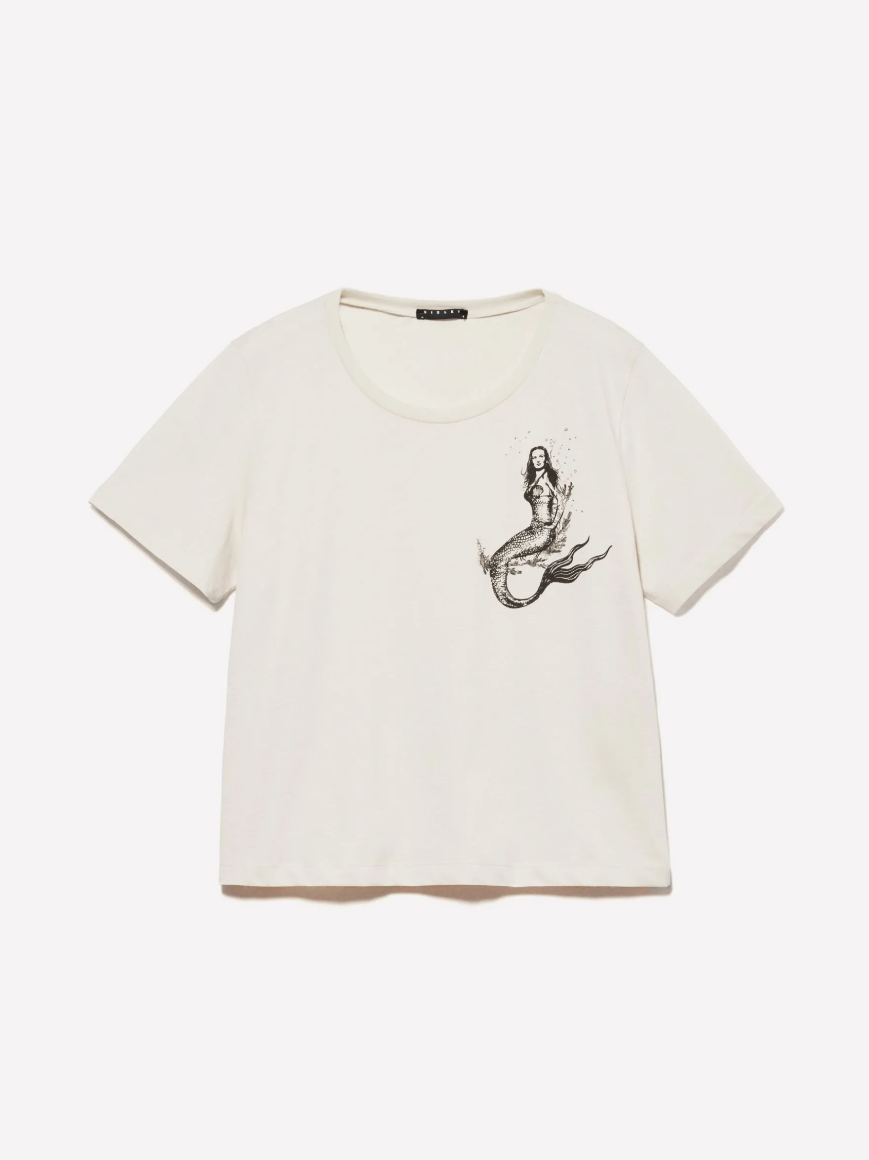 T-shirt sabbia con stampa sirena