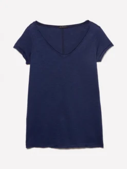 T-shirt scollo a V blu scuro