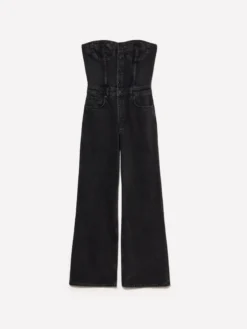 Tuta bustier di jeans nera
