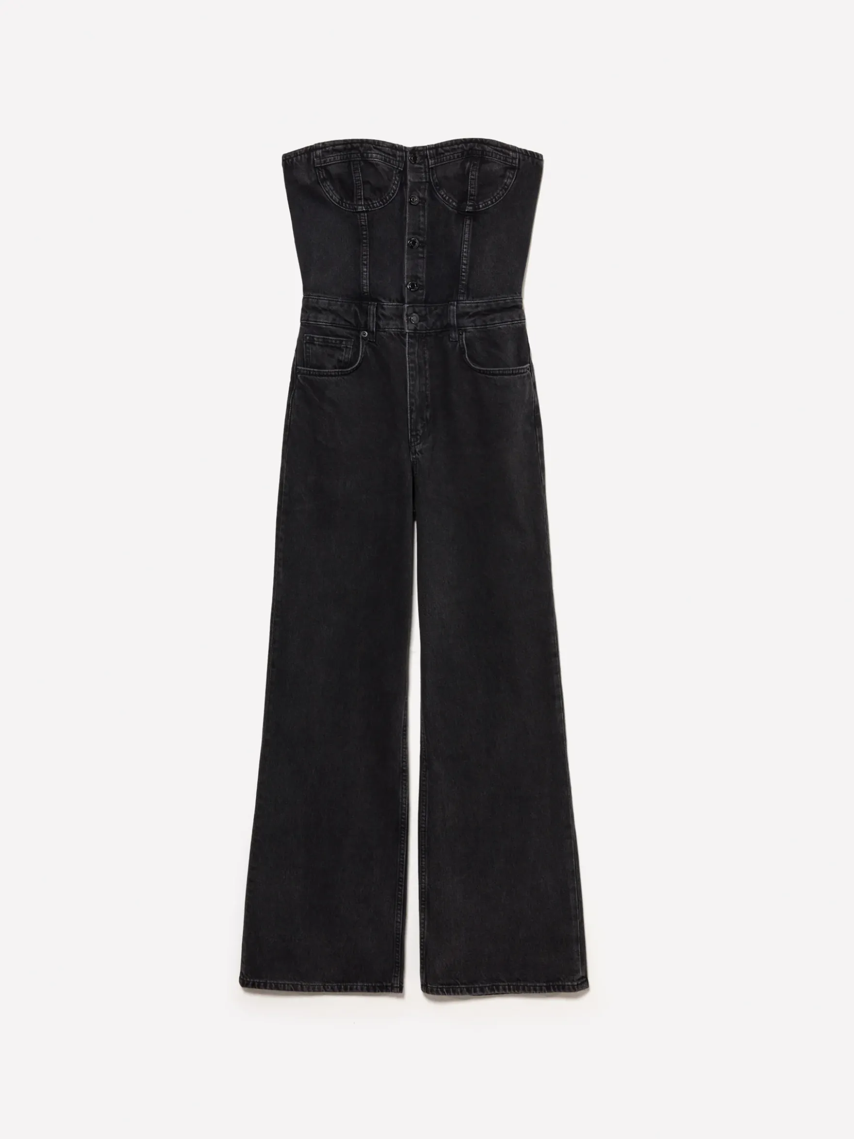 Tuta bustier di jeans nera