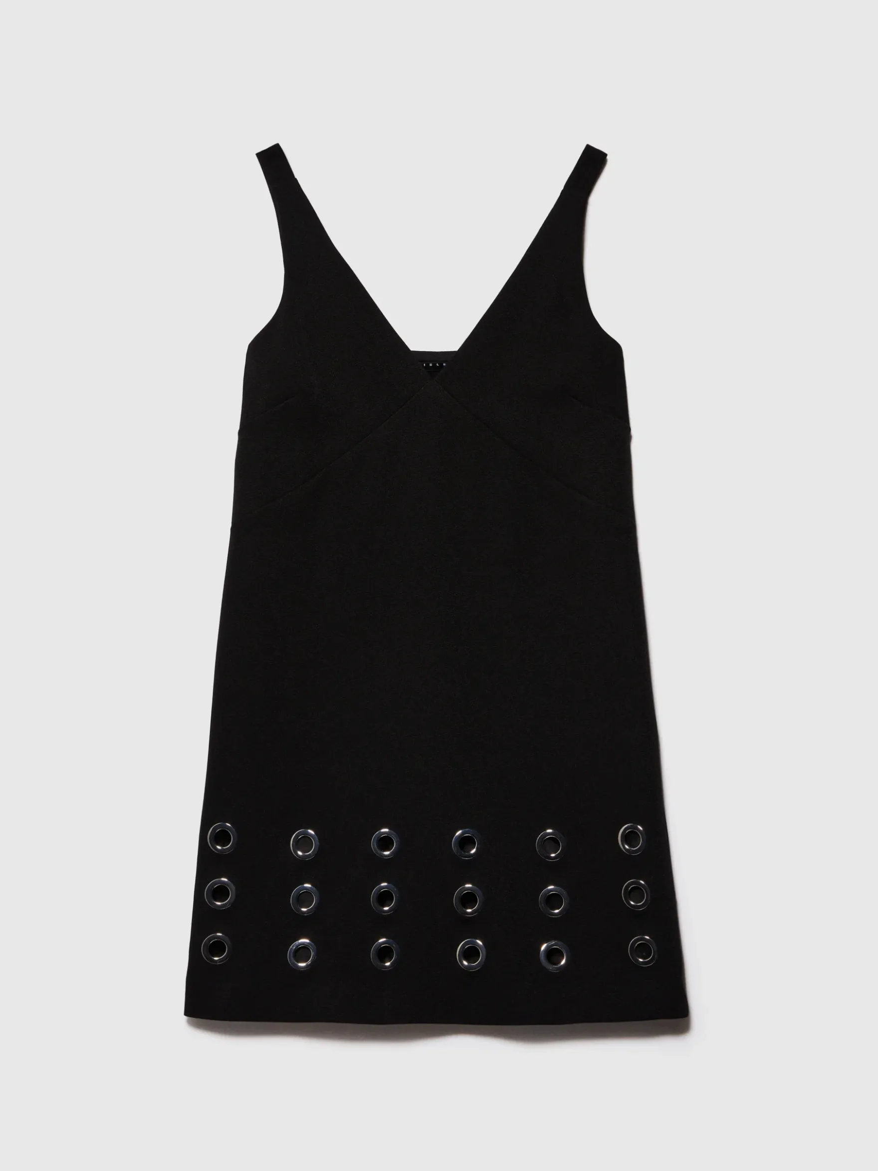 Vestito corto con occhielli
